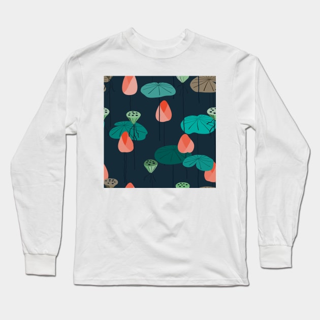 Lotus Flower and Root Long Sleeve T-Shirt by martynzero